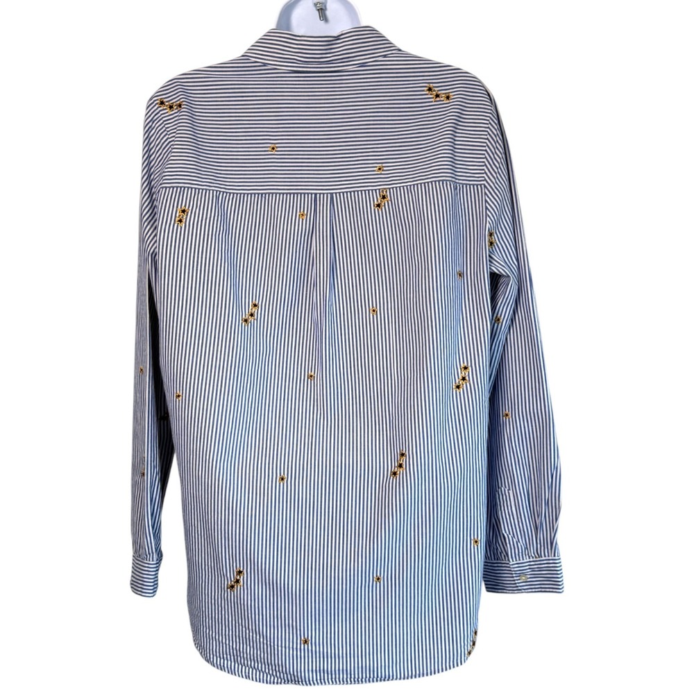 Scotch & Soda Striped Star Embroidered Button Down Shirt Sz L Blue White Cotton - Picture 5 of 10
